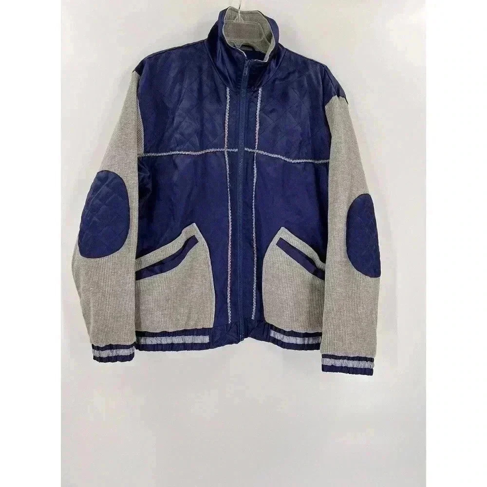 VINTAGE AST Sportswear BLUE/GRAY SILVER PIPPING Zip Jacket SMALL 90'S Y2K STREET